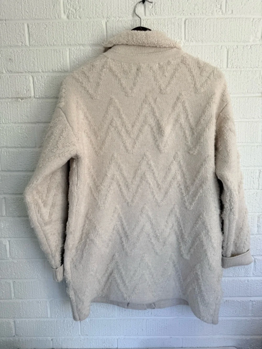 Anthropologie Cream Chevron Teddy Jacket - Picture 7 of 9